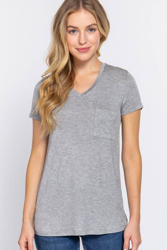 Active Basic | Active USA – Großhandel T-Shirt – Damen – Kurzärmliges Top mit V-Ausschnitt und Tasche4