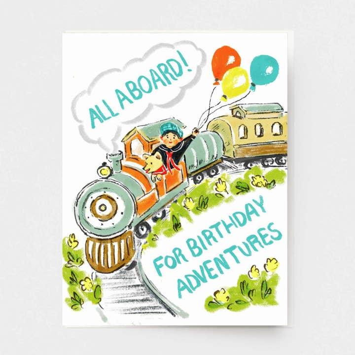 Fødselsdagstog 10 lykønskningskort for engroshandel hos Ingrid Press