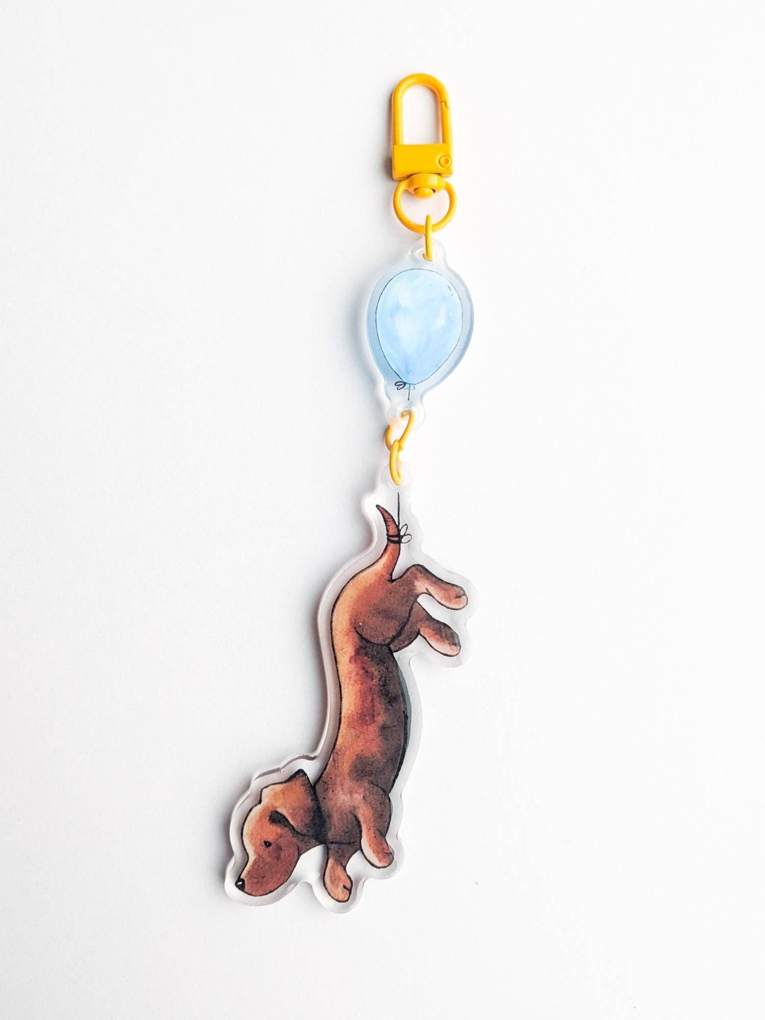 Jasper and Ruby - Wholesale Keychain - Unisex - Acrylic Dachshund with Balloon Keychain0