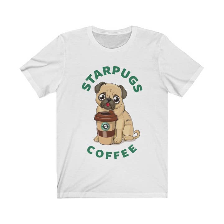 Pug Loves Coffee Dogs Amant pour la vente par Luluizy Designs Co.