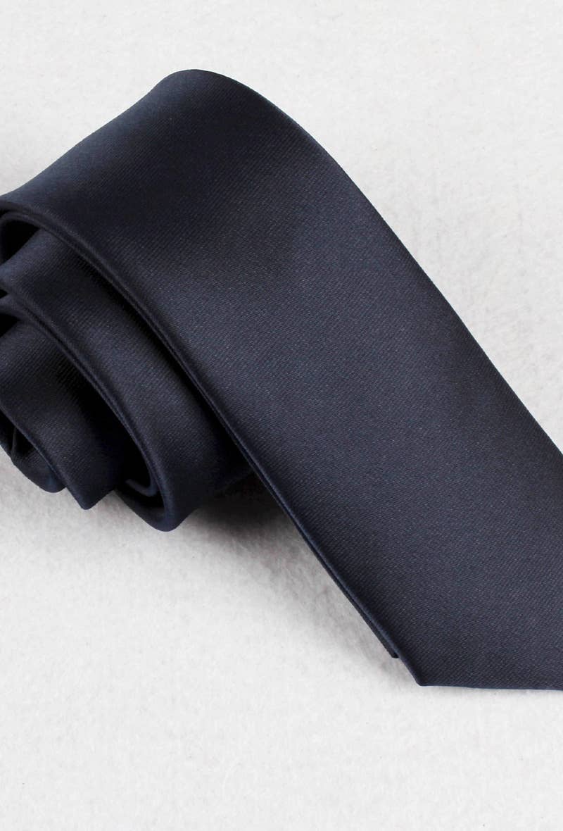 Yves Enzo - Vente Cravate – homme - Cravate satinée - Bleu marine1