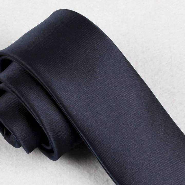 Yves Enzo - Wholesale Necktie - Men's - Satin tie - Navy blue1