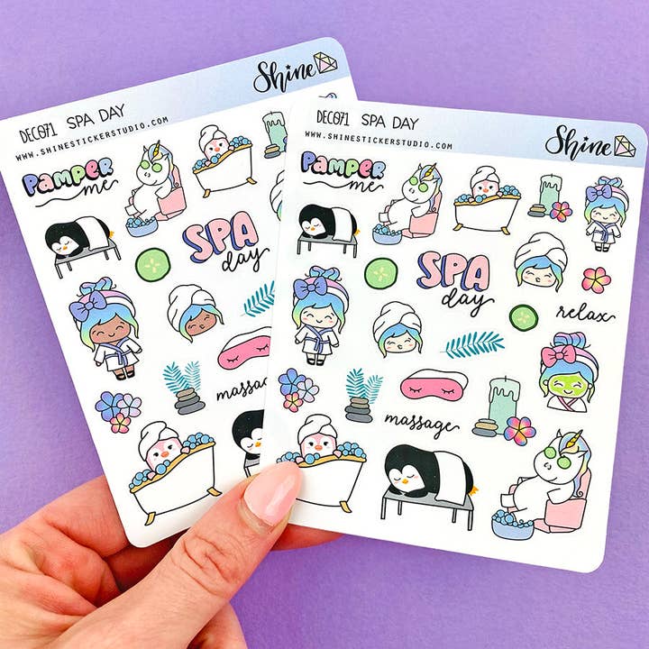 Spa Day Deco Stickers for wholesale by Shine Sticker Studio