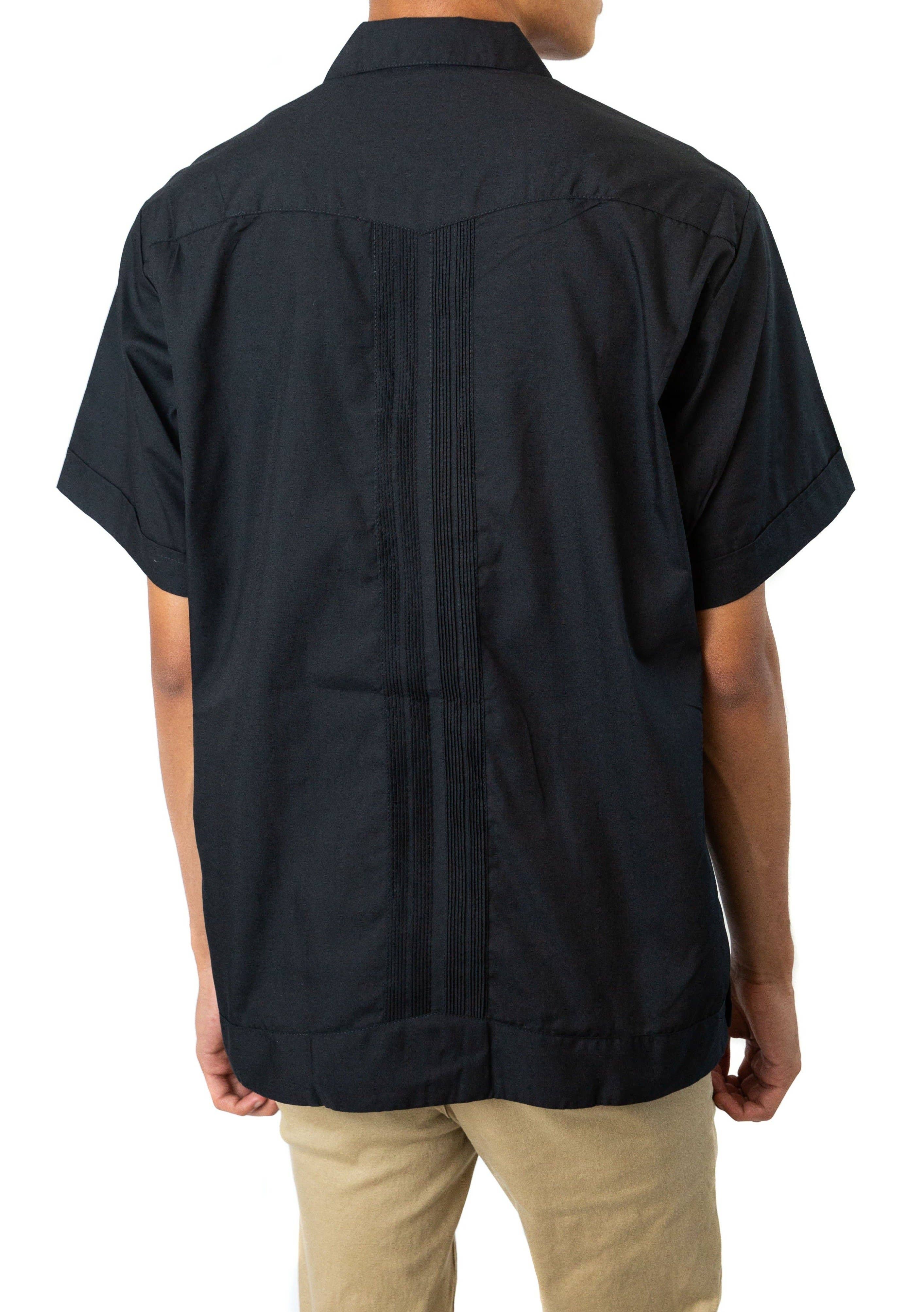 SIDREY - Wholesale Button Down Shirt - Men's - SIDREY Men's Mexican Guayabera Classic Shirt - Black1