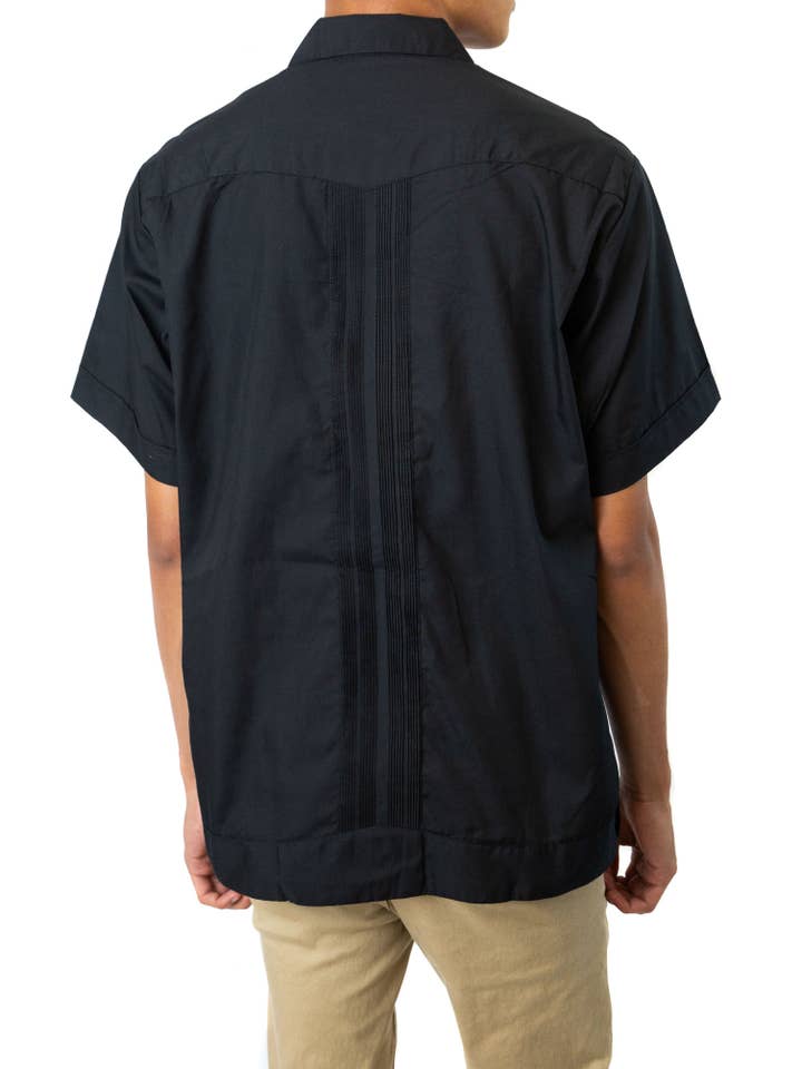SIDREY - Wholesale Button Down Shirt - Men's - SIDREY Men's Mexican Guayabera Classic Shirt - Black1