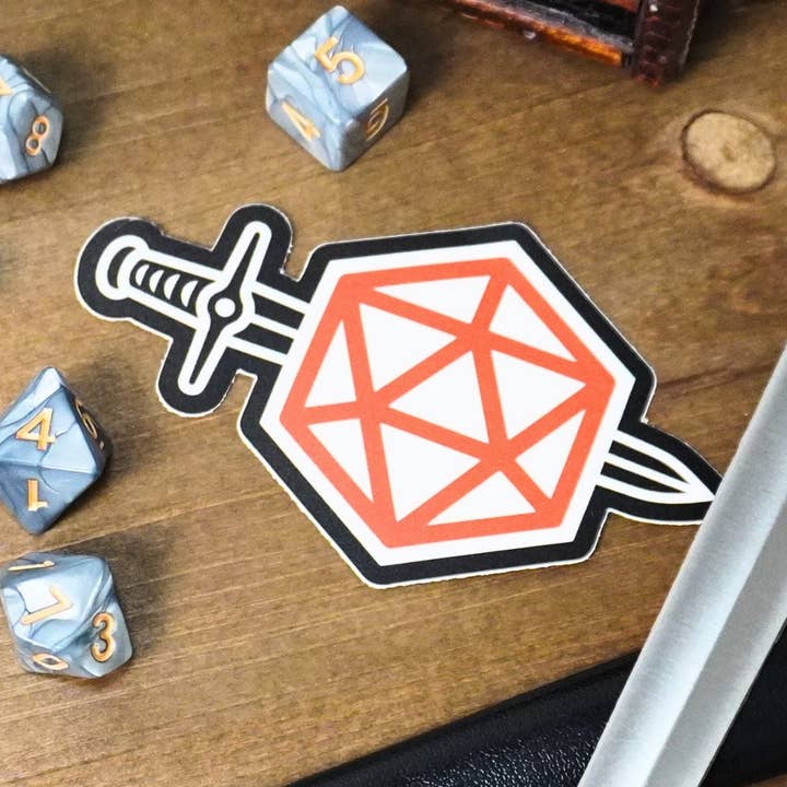 D20 Dagger Sticker for wholesale by Minva Tabletop Design Co