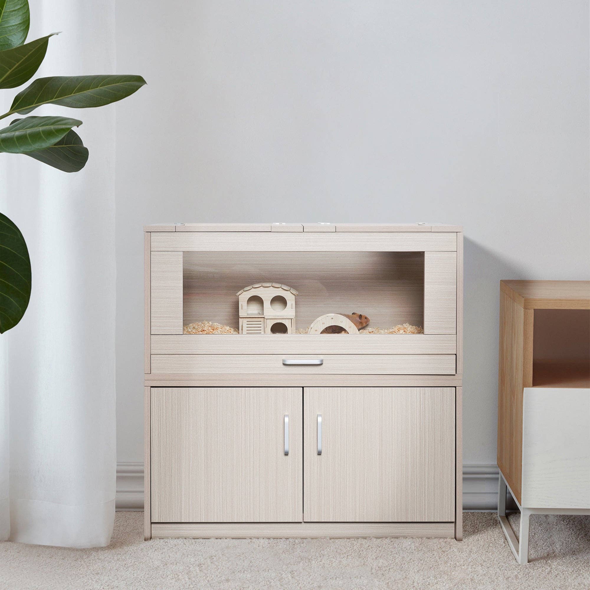 39F Inc. - Wholesale Pet Carrier - Cat/Dog - Natural Wood Small Pet Cage with Storage Cabinet 0