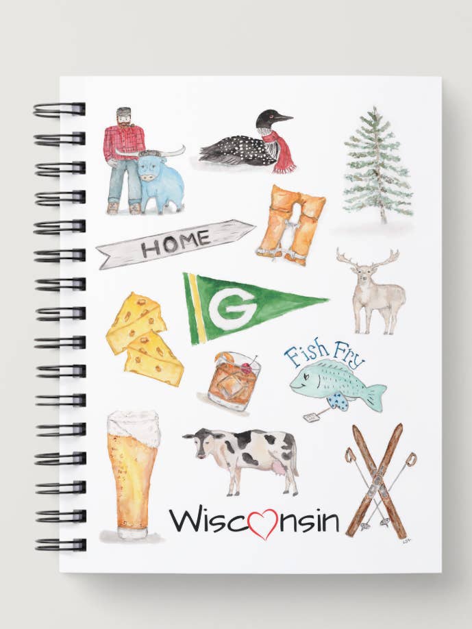 Diario illustrato ad acquerello con copertina morbida del Wisconsin per la vendita all'ingrosso da parte di LSA-studio