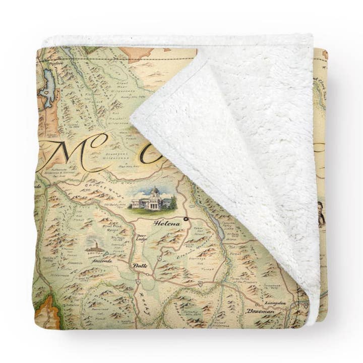 XPLORER MAPS - Wholesale Throw Blanket - Montana Map Blanket - Berber & Micro Fleece Throw0