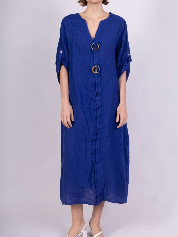 LINEN & COTTON HOUSE - Wholesale Dress - Women's - LINEN DRESS WITH SIDE POCKETS 94127