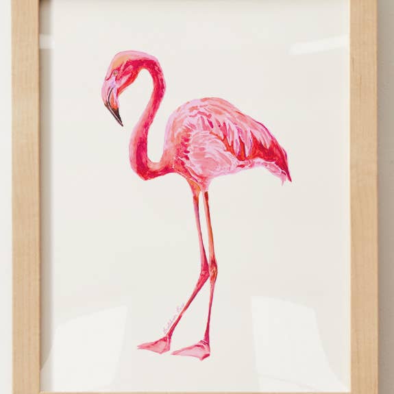 Plakat - Flamingo på hvid for engroshandel hos Goose and Willow