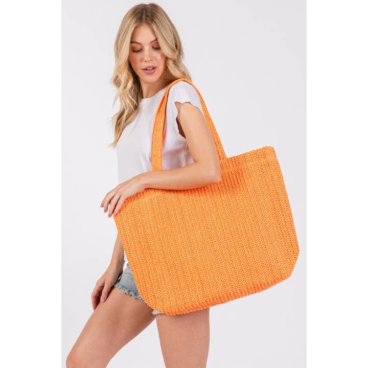 Collections by Fame Accessories – wholesale Bärkasse - Dam – Stor virkad stråväska