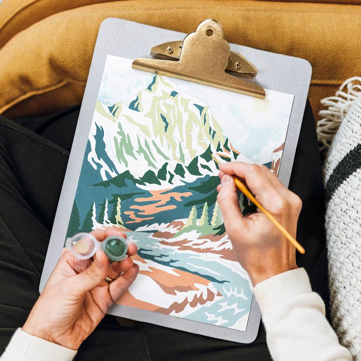 Elle Crée (She Creates) - Venta al por mayor Kit de manualidades - Kit para pintar por números con paisaje montañoso3