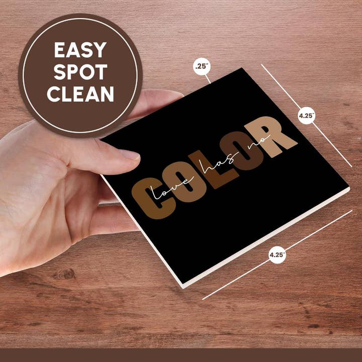 3dRose - Wholesale Coasters - 3dRose, On Black Love Has No Color Motivational Quote Gift For Friends And Colleagues , Coaster6