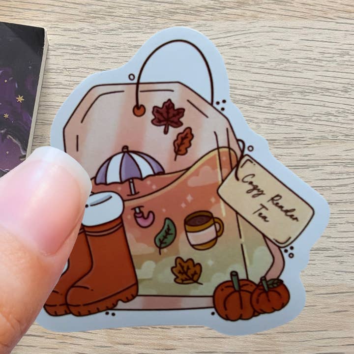 Gemütlicher Leser Tee Aufkleber für den Großhandel von Peachi Lane