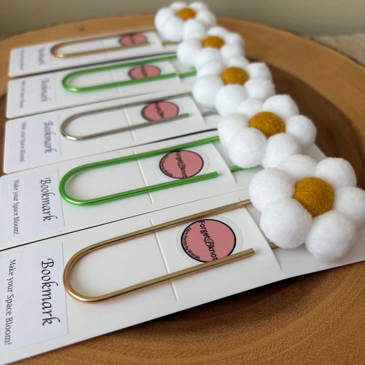 ForgetBKnot - Wholesale Bookmark - Flower Bookmark/ Oversized Paper Clip/ Pompom & Felt Flower 10