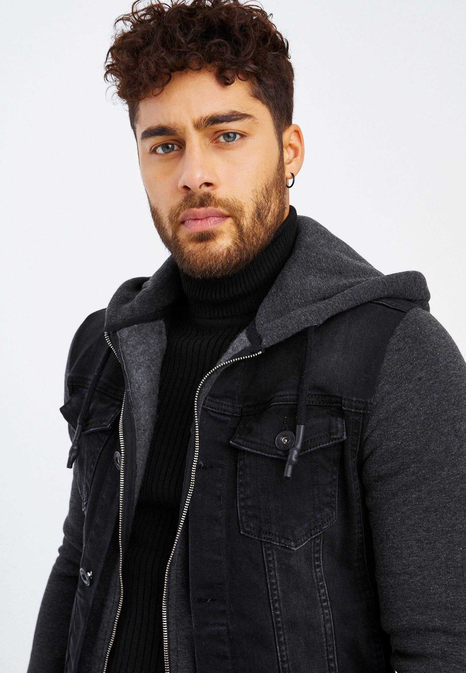 Leif Nelson GmbH - Wholesale Jacket - Men's - Men's Denim Jacket Hood LN-57579