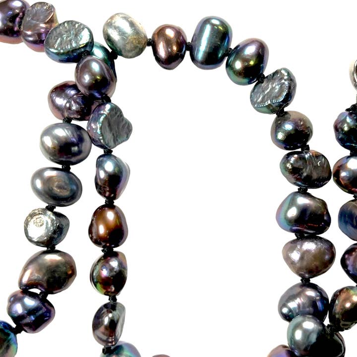 Foliesbijoux - Vendita all'ingrosso Collane di perline/perle - Collana di perle d'acqua dolce nere N-31