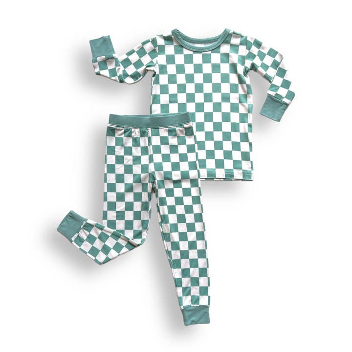 millie + roo LLC - Wholesale Sleepwear Set - Kids - LONG SLEEVE 2 PIECE SETS- Sage Check1