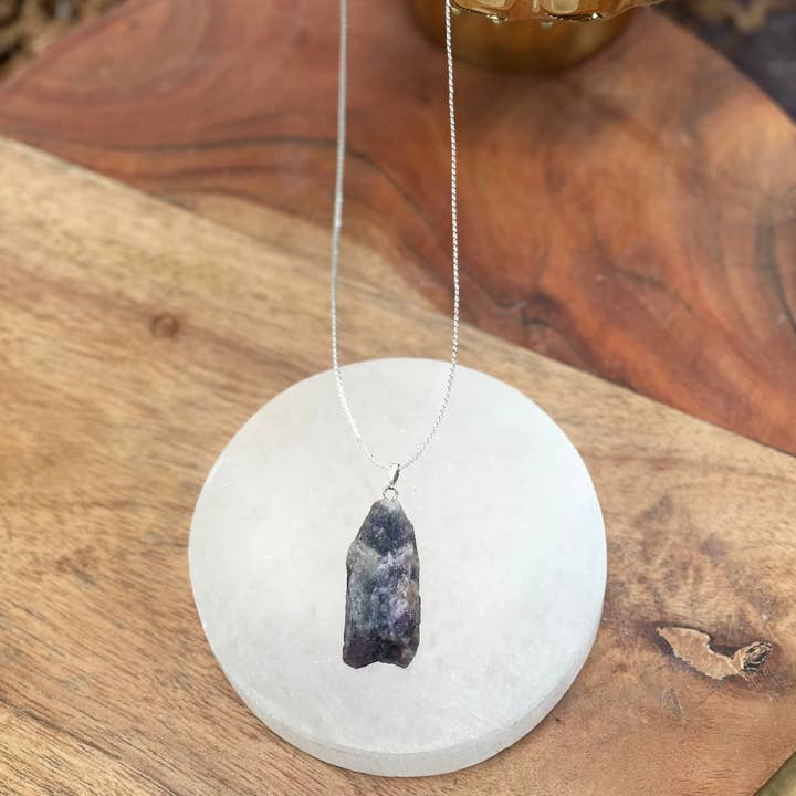 CaNatureLover - Vente Colliers à pendentif - Collier en améthyste brute naturelle, pendentif en améthyste naturelle brute