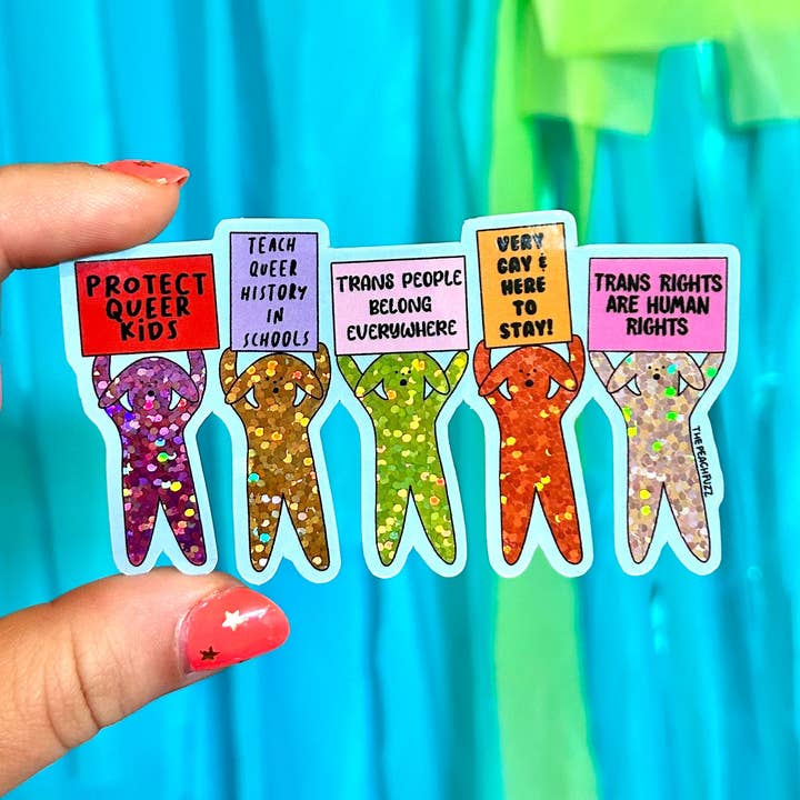 The Peach Fuzz - Vente Autocollant - Autocollant paillettes Chiots Pride0