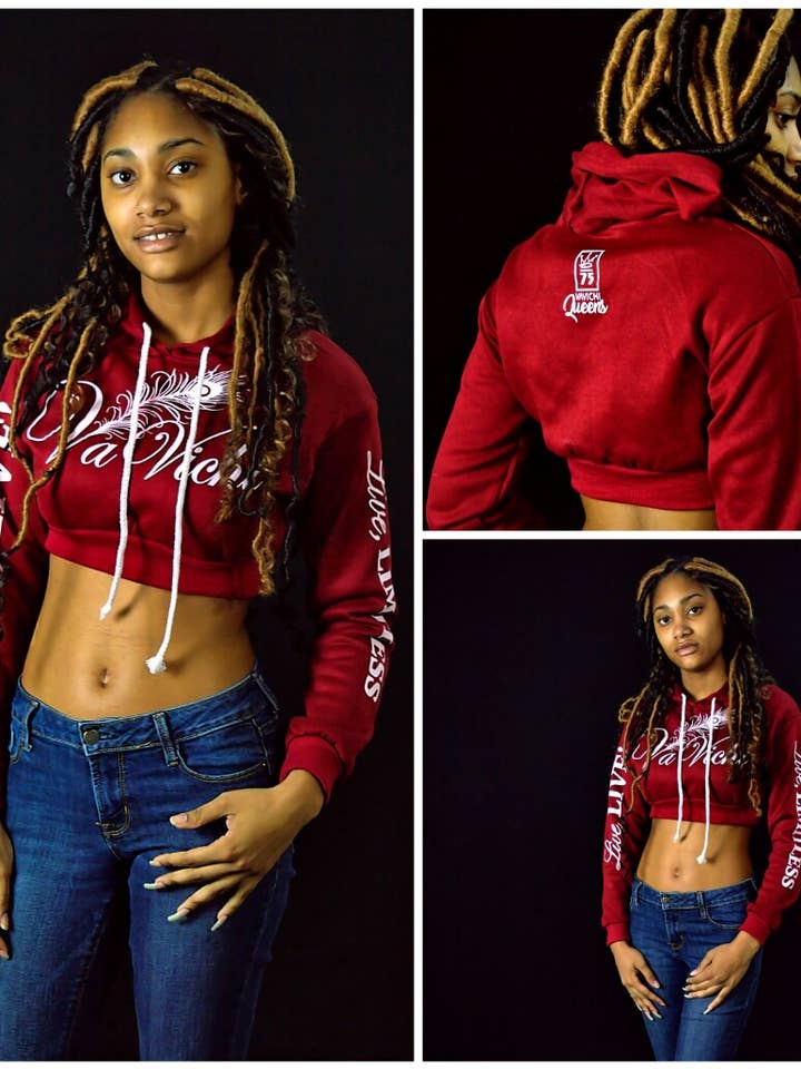 Queens Infinite CropTop Hoodie for wholesale by VaVichi Clothiers