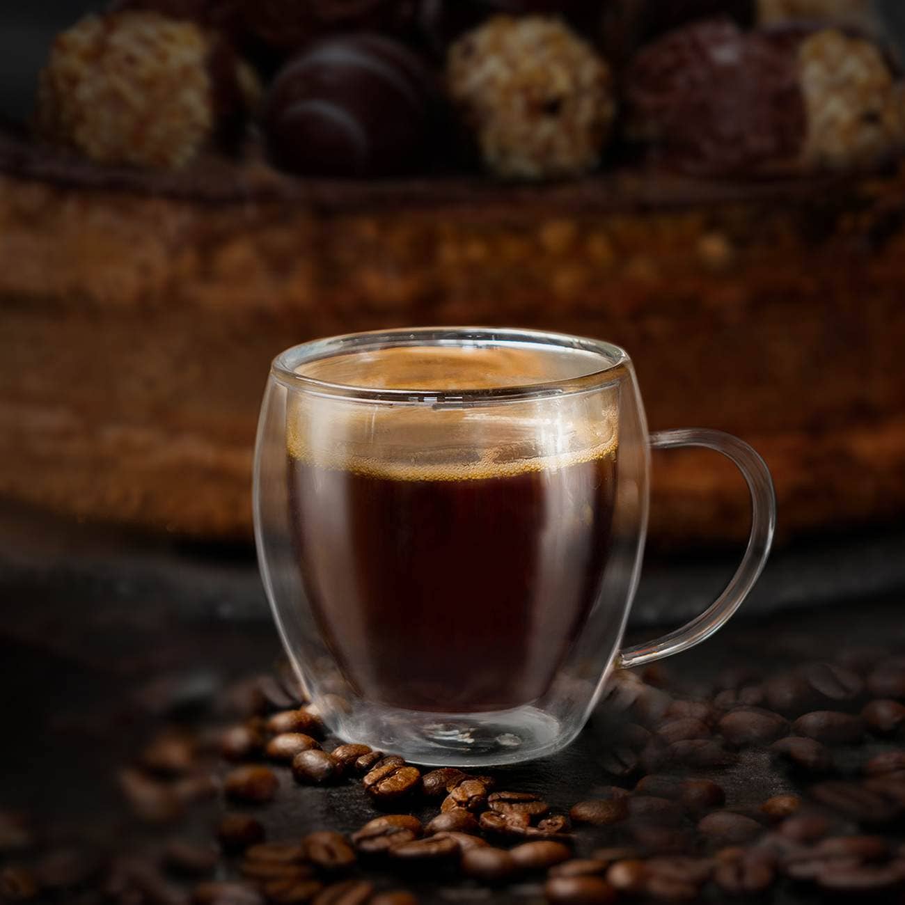 Creano - Wholesale Coffee/Tea Cup - Thermal glass espresso glass, high, set of 6, 100 ml5