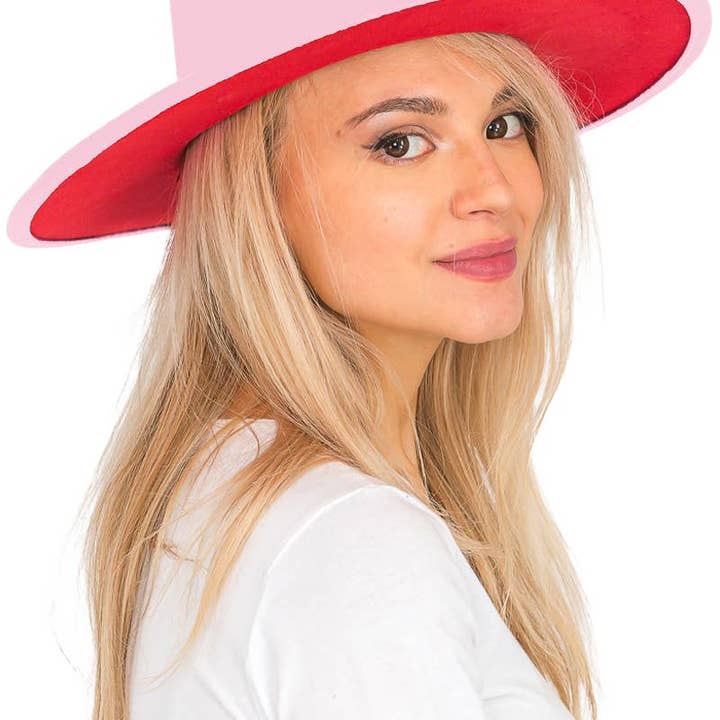 Cap Zone - Wholesale Fedora - Women's - Red Bottom Black Belt Rancher Hat Wide Brim41