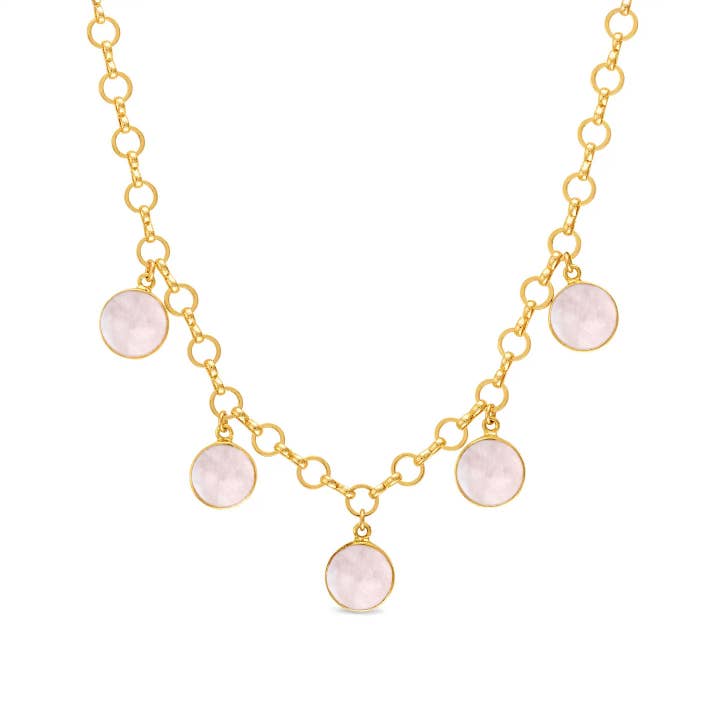 Choker de Moneda Colgante - Cuarzo Rosa para venta al por mayor de Amelia Rose Jewelry