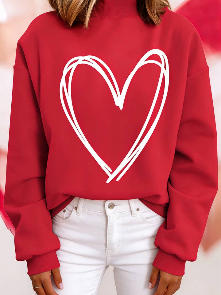 Sweat-shirt réversible à col montant et épaules tombantes pour la Saint-Valentin pour la vente par Little Daisy Closet