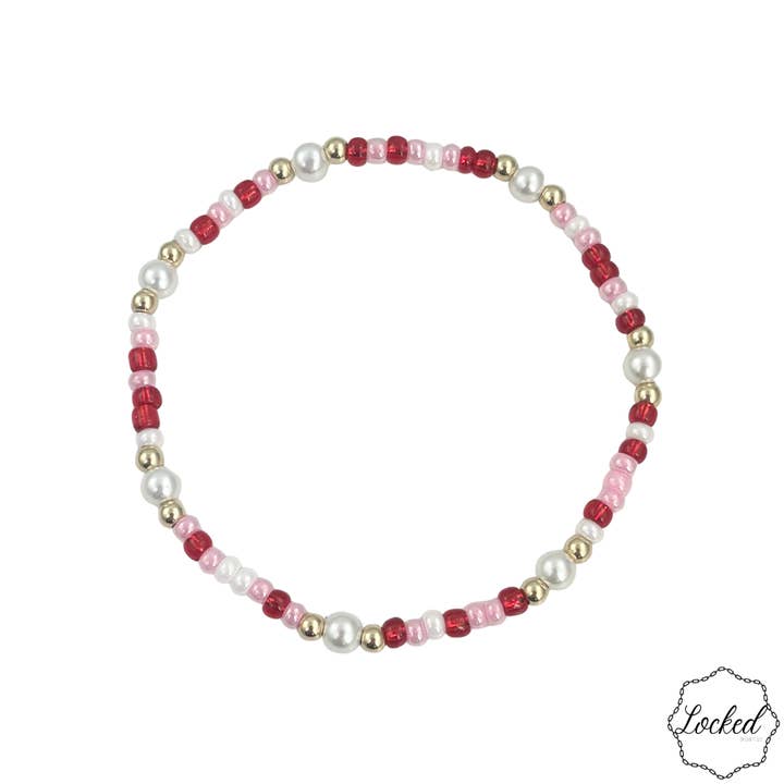 Bracelet en perles rempli d'or Candy Kisses & Pearl pour la vente par Locked by Lula 'n' Lee