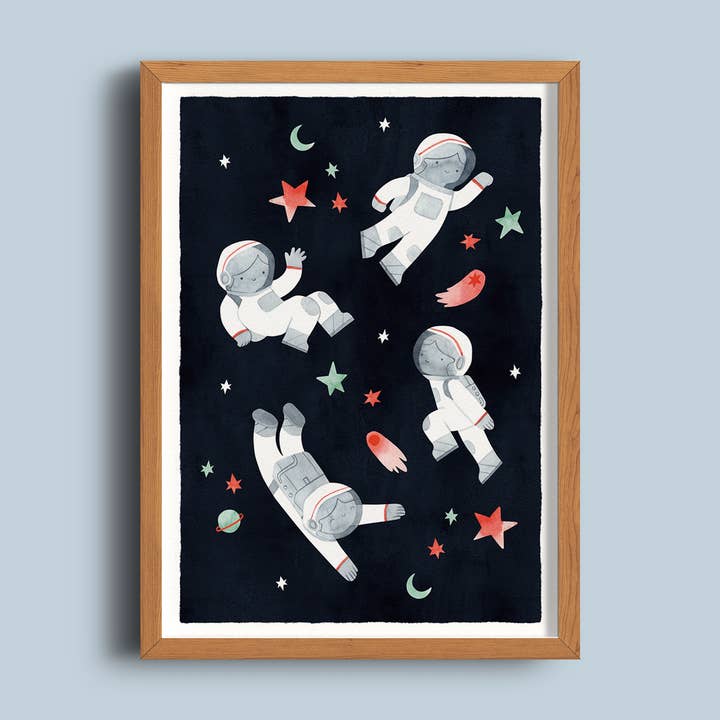 Astronauts Art Print for wholesale by Natàlia Juan Abelló