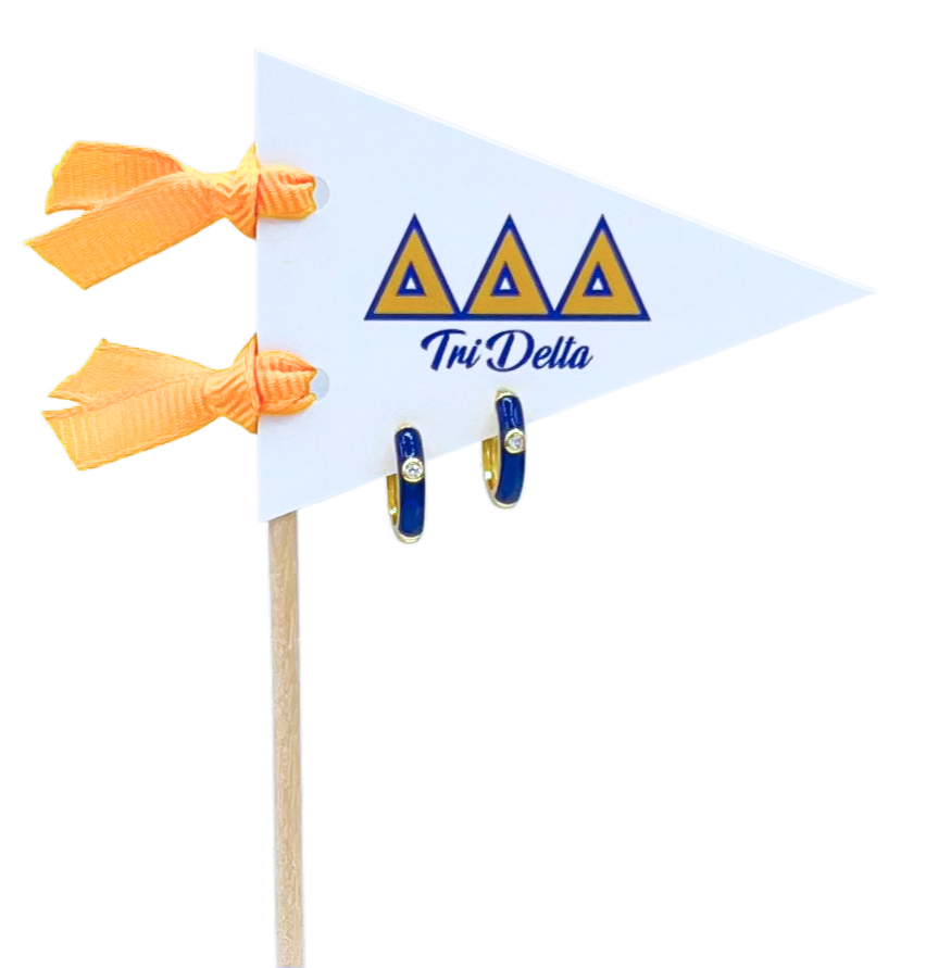 Color Shout - Vente Petits anneaux - Boucles d'oreilles Huggie aux couleurs vives de sororité sur drapeau fanion à lettre grecque12