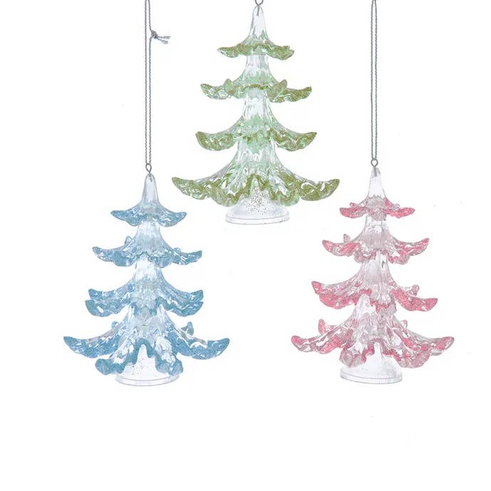 3.75" Acrylic Tree Ornament 3 Assorted for wholesale by Kurt S. Adler, Inc.