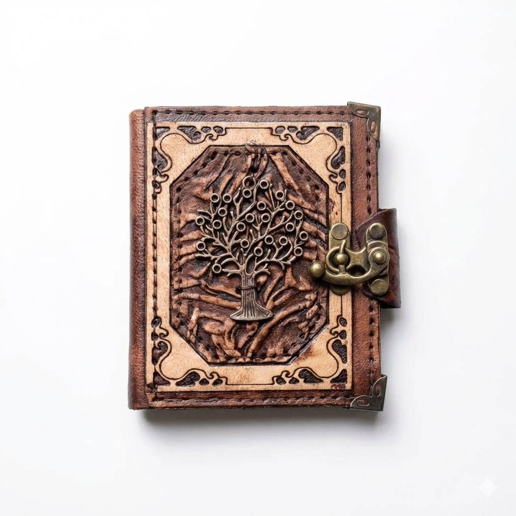 ML Marcaleather - Wholesale Dagboek/agenda - Tree Of Life Mini leren dagboek Craft Gerimpeld dagboek