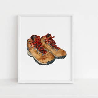 Bottes de Randonnée Imprimé pour la vente par Jennie Kilcup Watercolors