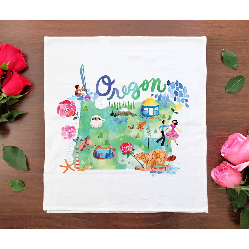 Allport Editions - Vente Torchons - Série de serviettes avec cartes à l'aquarelle - découvrez les 28 États !15