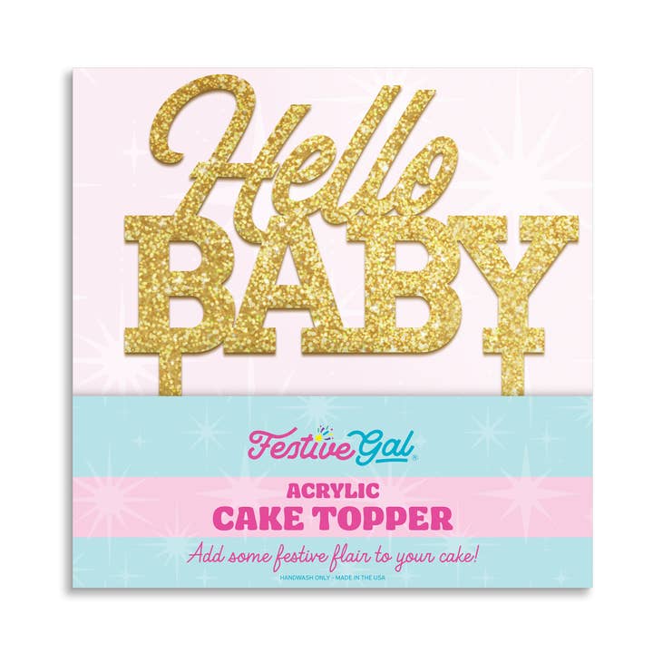 Hello Baby Acrylic Cake Topper for wholesale by Festive Gal