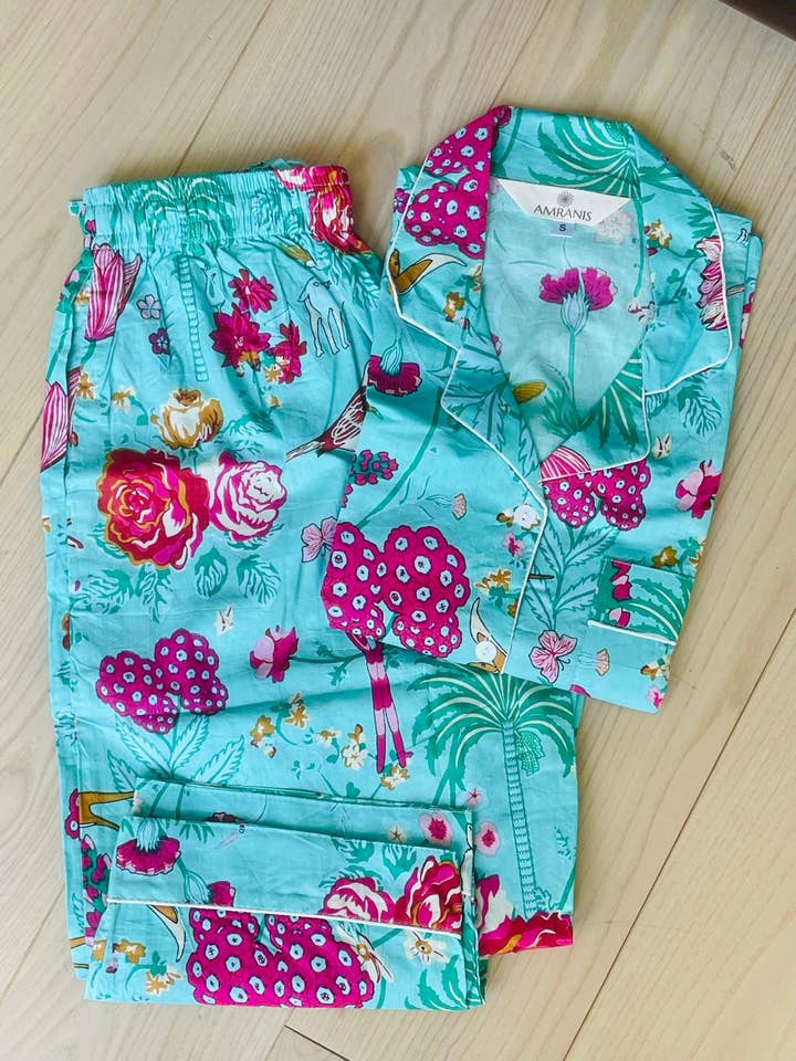 AMRANIS - Wholesale Sleepwear Set - Women's - Long PJ Set In Block Print