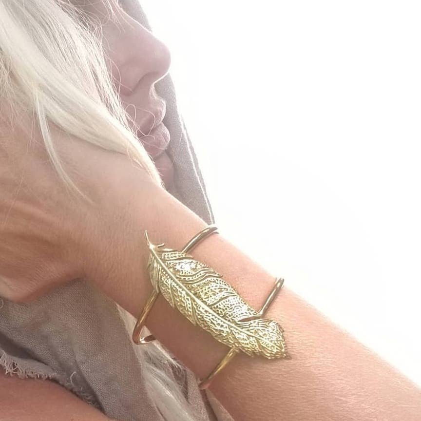Bisjoux – Engroshandel Manchetarmbånd – Messing blad fjer håndlavede Cuff armbånd3