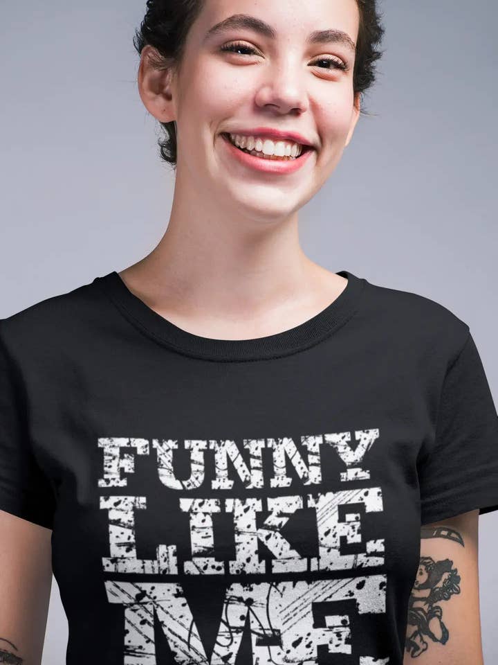 FUNNY, Like me, Black, Women's Short Sleeve Round Neck T-shirt 00054 for wholesale by ULTRABASIC