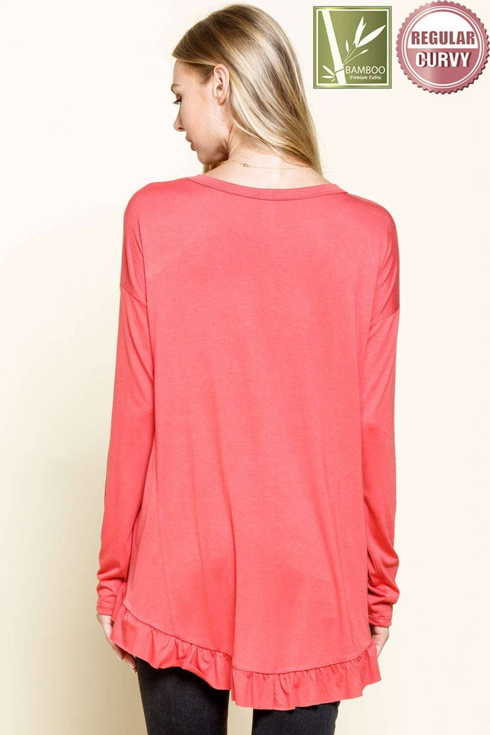 mittoshop - Wholesale Tunic - Women's - BAMBOO RUFFLED HEM HIGH & LOW TUNIC KNIT TOP10
