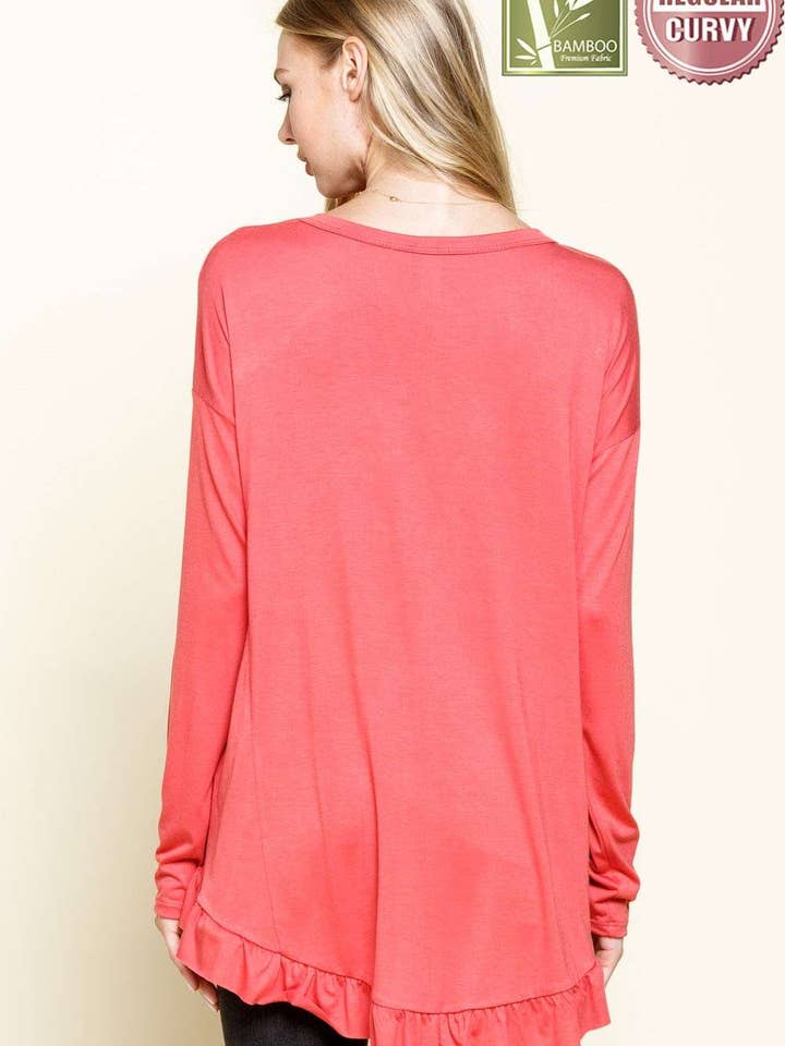 mittoshop - Wholesale Tunic - Women's - BAMBOO RUFFLED HEM HIGH & LOW TUNIC KNIT TOP10