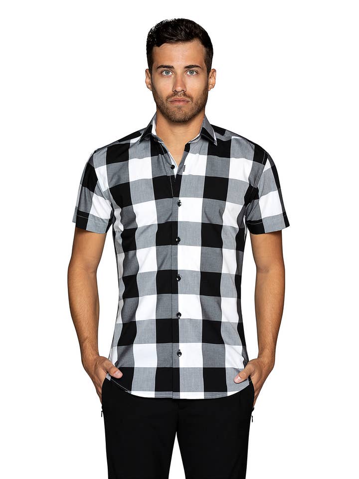 EMANUEL CHECKERED BLACK SHIRT for wholesale by Bertigo