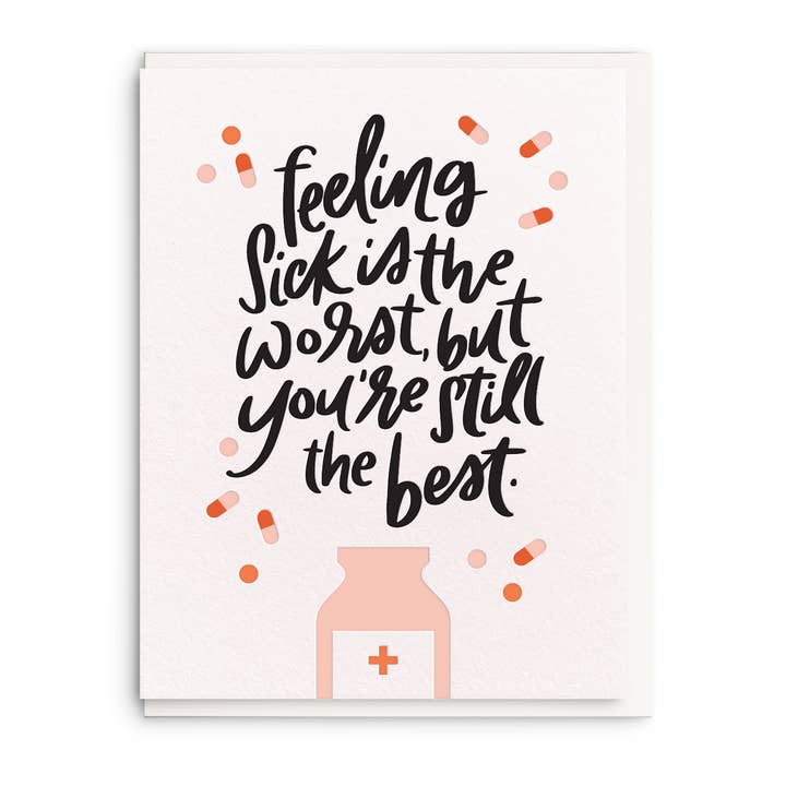 Feeling Sick - Letterpress Get Well Greeting Card for wholesale by Dahlia Press