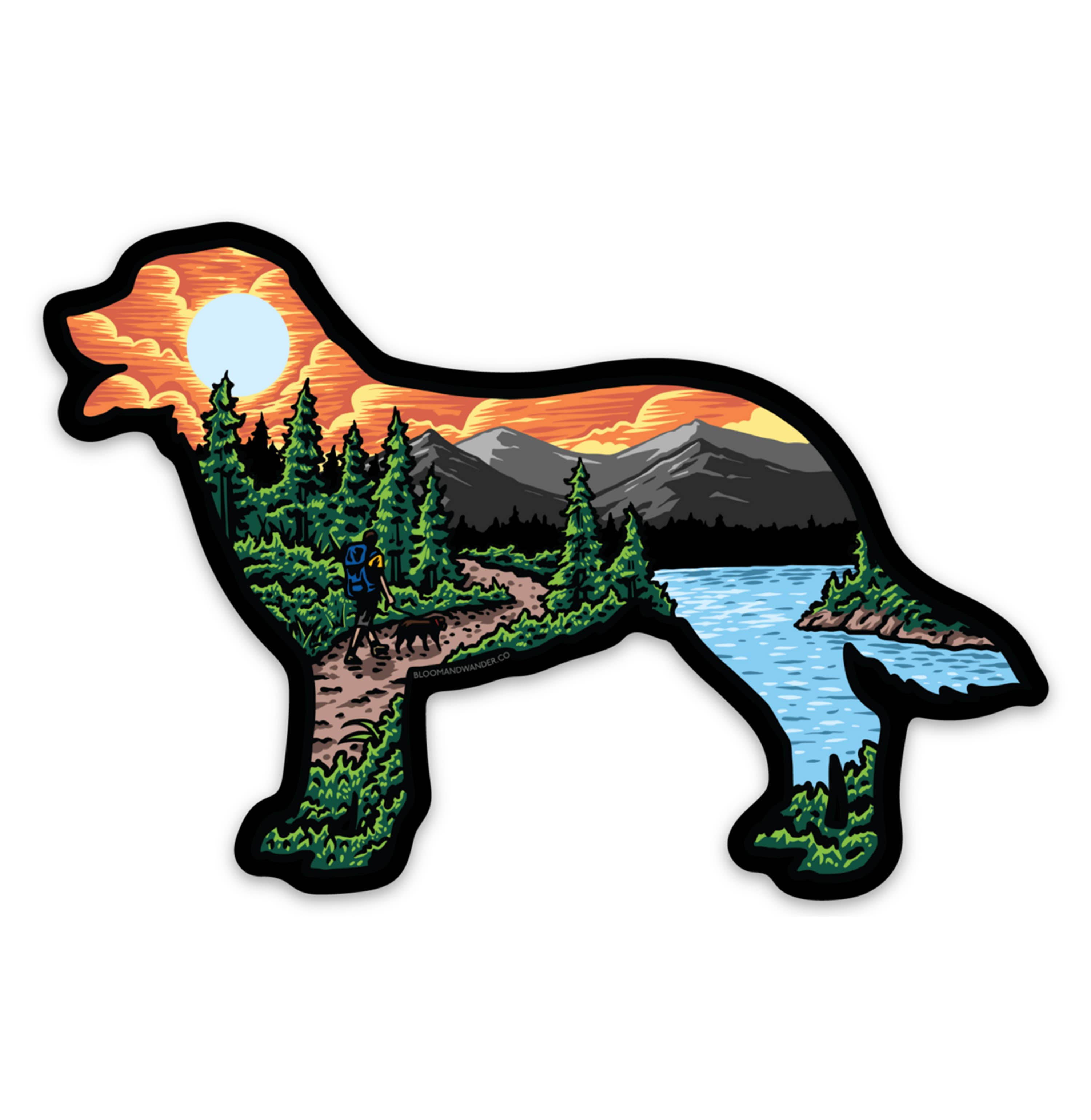 Bloom & Wander - Wholesale Sticker - Dog Stickers | Hiking Dog | Pets Camping Lake Outdoor1