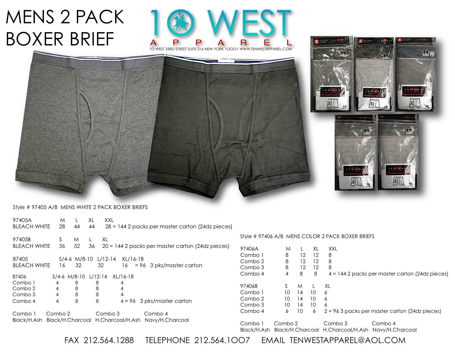Ten West Apparel - Wholesale Underwear - Men's - Men's colored 2pc briefs0