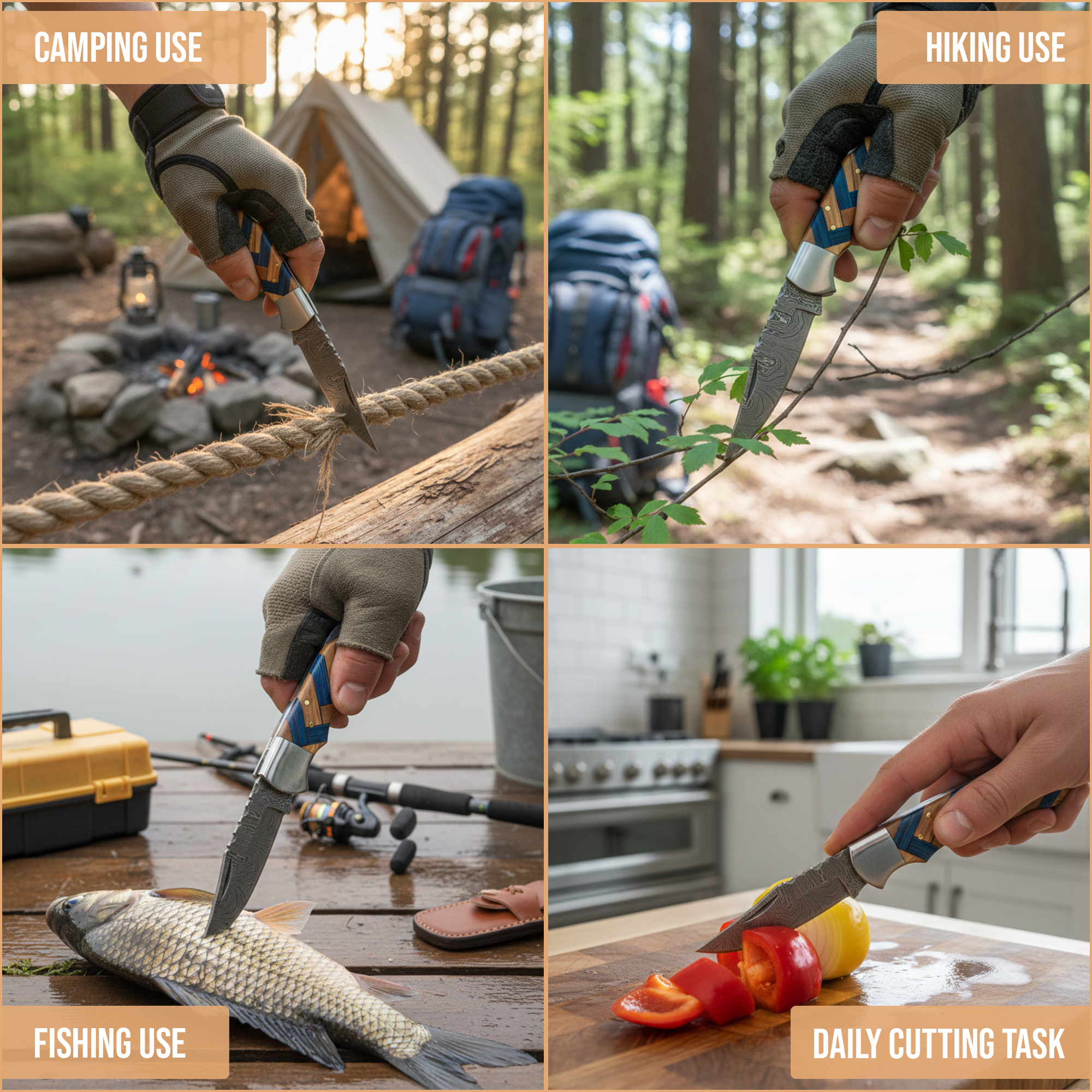 FH KNIVES – Navalha e suporte por atacado – Canivete dobrável damasco com cabo artístico de 6,5', Canivete de Bolso7