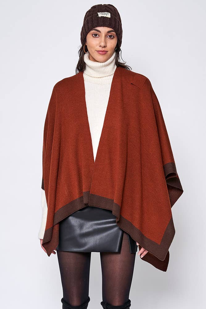 Hana - Venta al por mayor Poncho - Mujer - Ruana ribeteada con correa para el hombro15