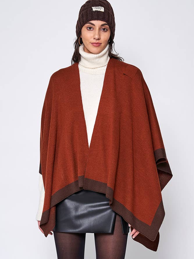 Hana – wholesale Poncho – Women's – Bordered Ruana with Shoulder Strap15